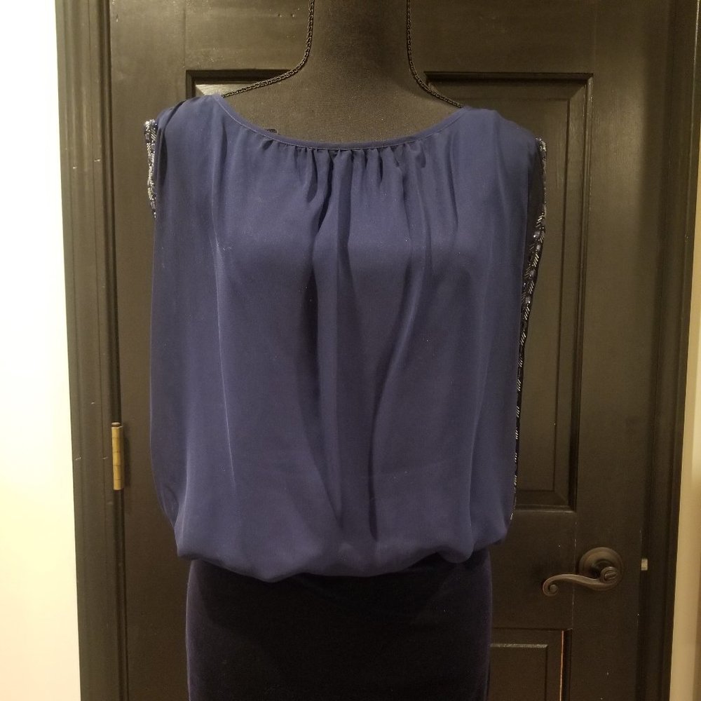 Navy Blue Cache Velvet Cocktail Dress